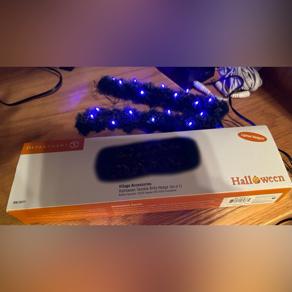 Dept 56 Halloween purple lit shrubs